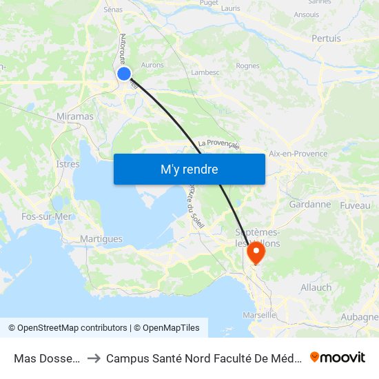 Mas Dossetto to Campus Santé Nord Faculté De Médecine map