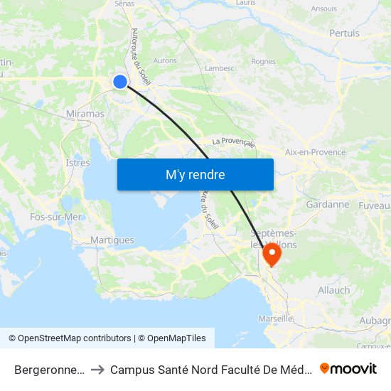 Bergeronnette to Campus Santé Nord Faculté De Médecine map