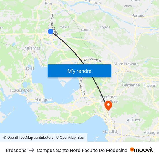 Bressons to Campus Santé Nord Faculté De Médecine map