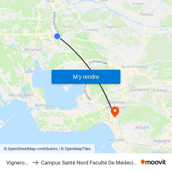 Vignerons to Campus Santé Nord Faculté De Médecine map