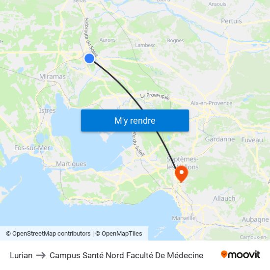 Lurian to Campus Santé Nord Faculté De Médecine map