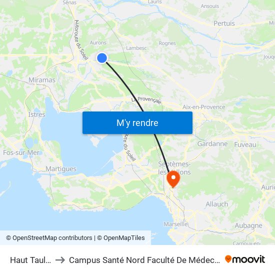 Haut Taulet to Campus Santé Nord Faculté De Médecine map