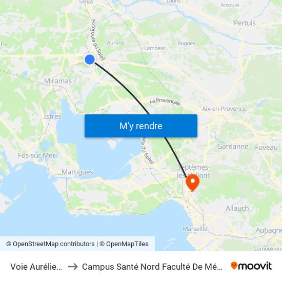 Voie Aurélienne to Campus Santé Nord Faculté De Médecine map