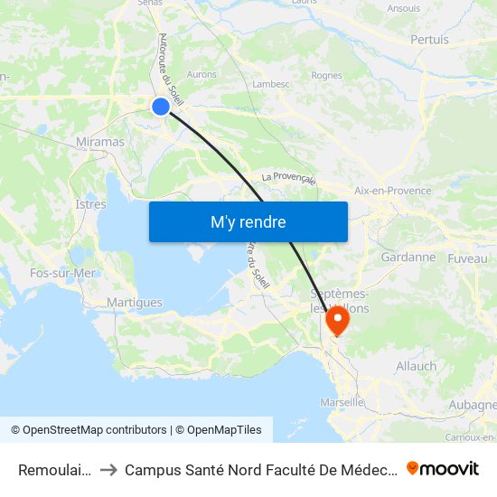 Remoulaire to Campus Santé Nord Faculté De Médecine map