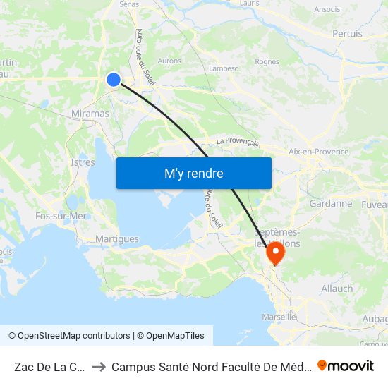 Zac De La Crau to Campus Santé Nord Faculté De Médecine map