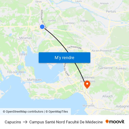 Capucins to Campus Santé Nord Faculté De Médecine map