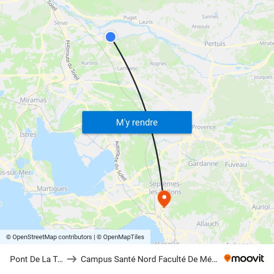 Pont De La Tour to Campus Santé Nord Faculté De Médecine map