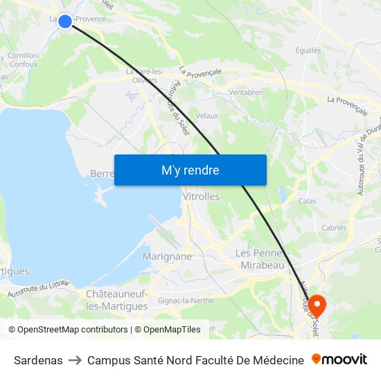 Sardenas to Campus Santé Nord Faculté De Médecine map