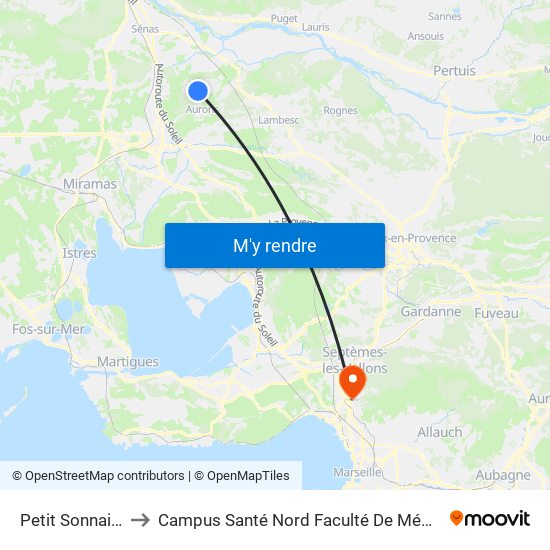 Petit Sonnailler to Campus Santé Nord Faculté De Médecine map