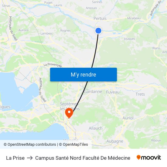 La Prise to Campus Santé Nord Faculté De Médecine map