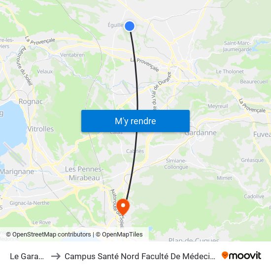 Le Garage to Campus Santé Nord Faculté De Médecine map