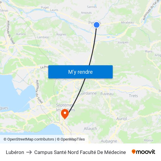 Lubéron to Campus Santé Nord Faculté De Médecine map