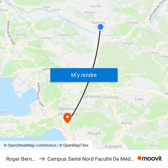 Roger Bernard to Campus Santé Nord Faculté De Médecine map