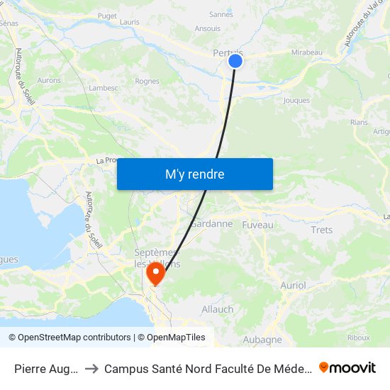 Pierre Augier to Campus Santé Nord Faculté De Médecine map