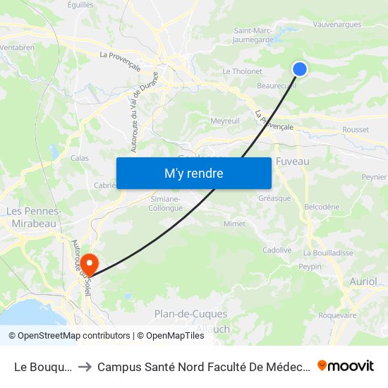 Le Bouquet to Campus Santé Nord Faculté De Médecine map