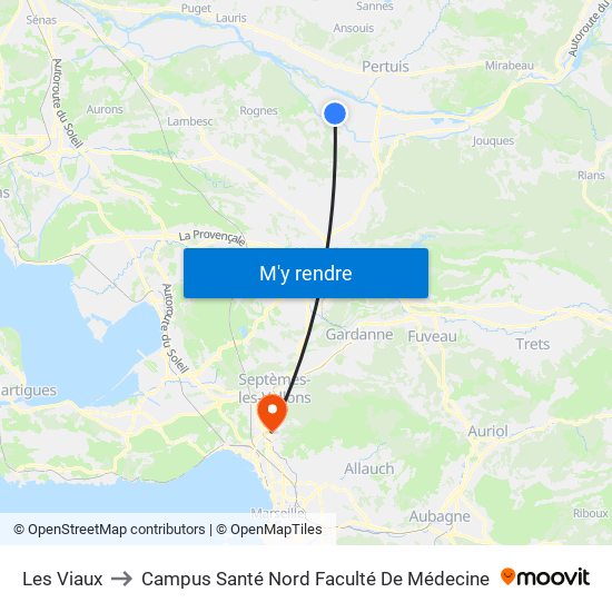 Les Viaux to Campus Santé Nord Faculté De Médecine map