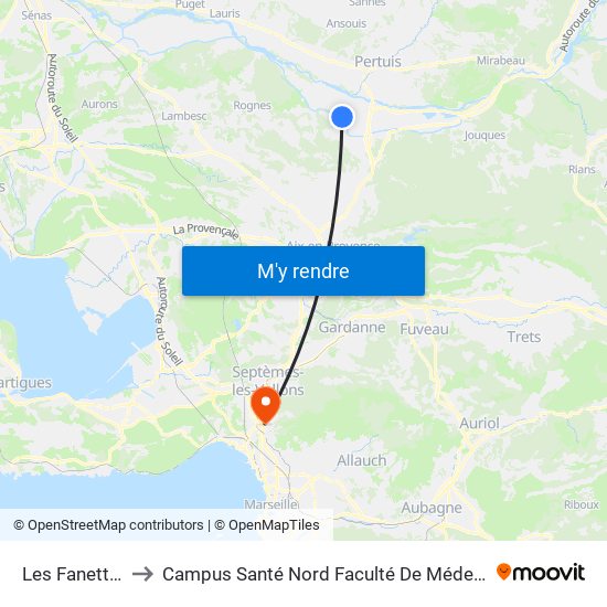 Les Fanettes to Campus Santé Nord Faculté De Médecine map
