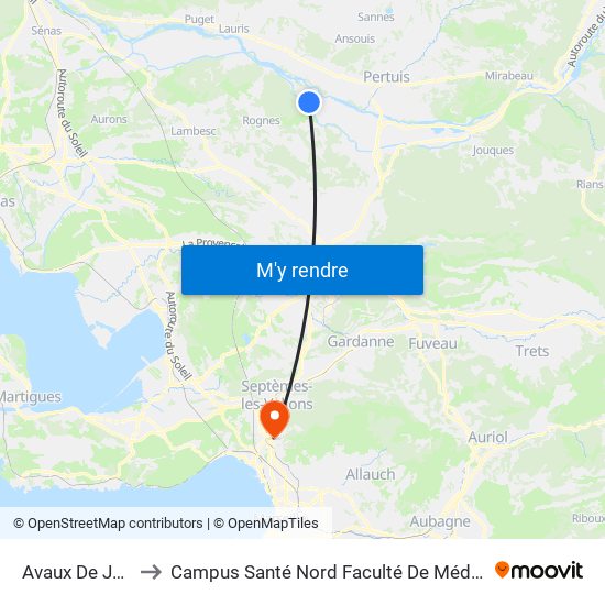 Avaux De Jean to Campus Santé Nord Faculté De Médecine map