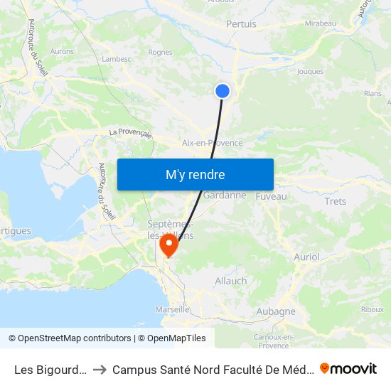 Les Bigourdins to Campus Santé Nord Faculté De Médecine map