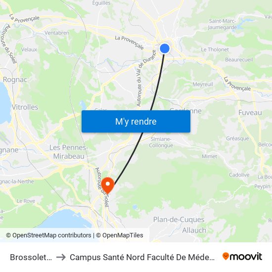 Brossolette to Campus Santé Nord Faculté De Médecine map