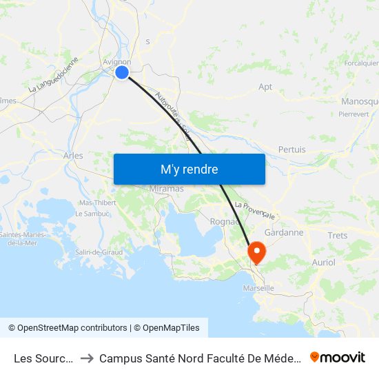 Les Sources to Campus Santé Nord Faculté De Médecine map