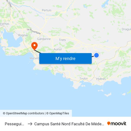 Pesseguière to Campus Santé Nord Faculté De Médecine map