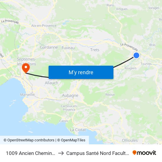 1009 Ancien Chemin De Tourves to Campus Santé Nord Faculté De Médecine map