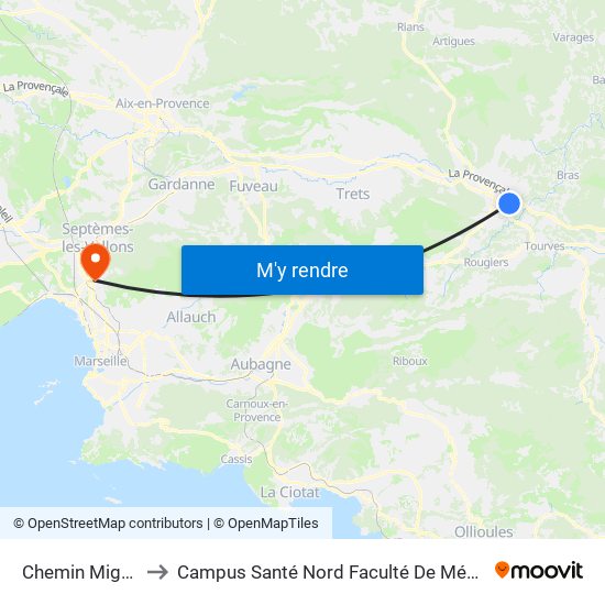 Chemin Mignon to Campus Santé Nord Faculté De Médecine map