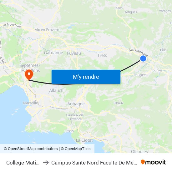 Collège Matisse to Campus Santé Nord Faculté De Médecine map