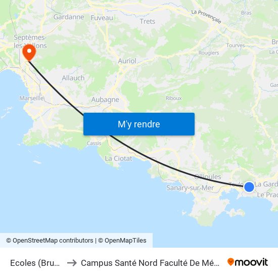 Ecoles (Brunet) to Campus Santé Nord Faculté De Médecine map