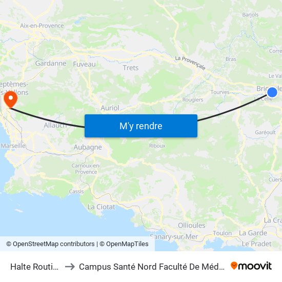Halte Routiere to Campus Santé Nord Faculté De Médecine map