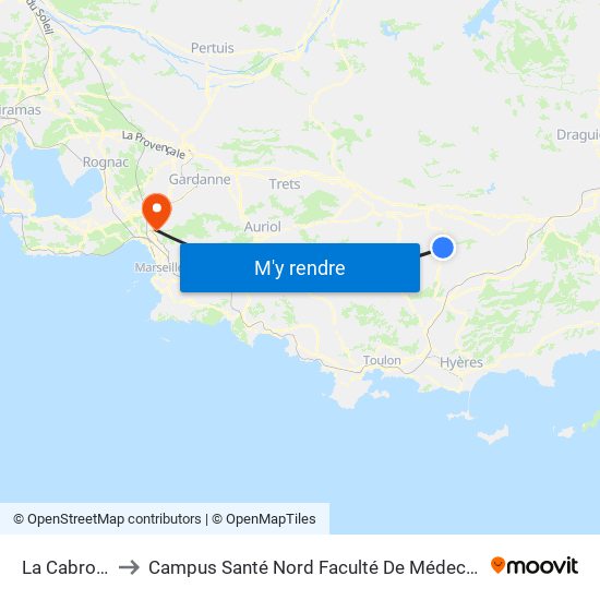 La Cabrore to Campus Santé Nord Faculté De Médecine map