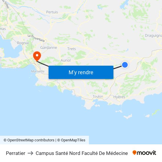 Perratier to Campus Santé Nord Faculté De Médecine map
