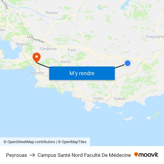 Peyrouas to Campus Santé Nord Faculté De Médecine map
