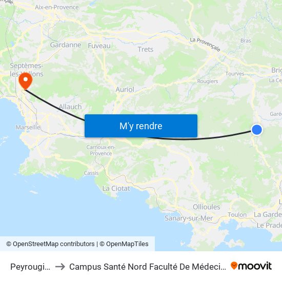 Peyrougier to Campus Santé Nord Faculté De Médecine map