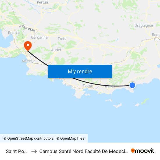 Saint Pons to Campus Santé Nord Faculté De Médecine map