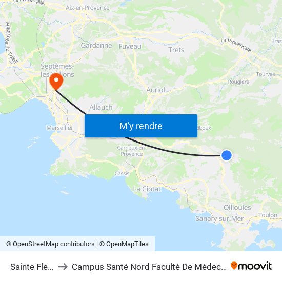 Sainte Fleur to Campus Santé Nord Faculté De Médecine map