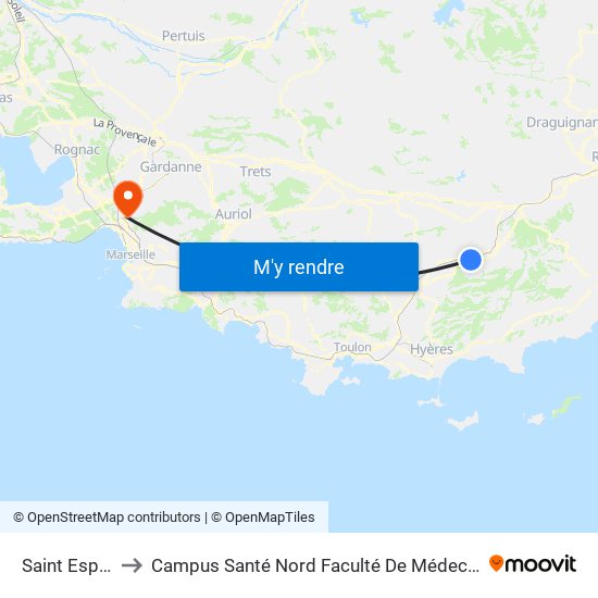 Saint Esprit to Campus Santé Nord Faculté De Médecine map