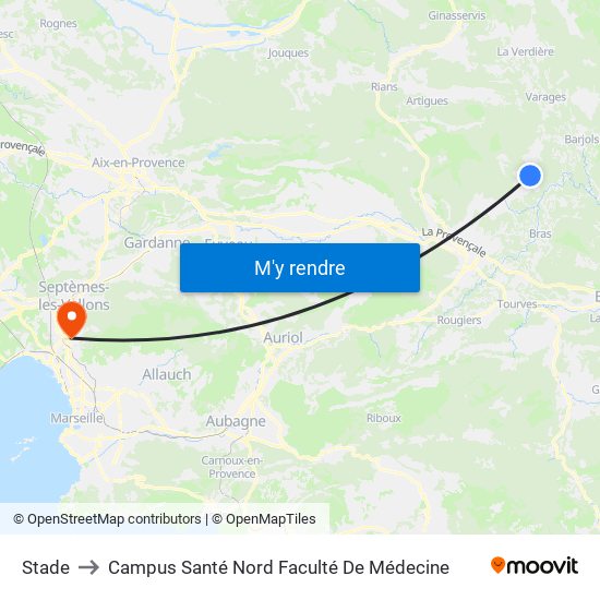 Stade to Campus Santé Nord Faculté De Médecine map