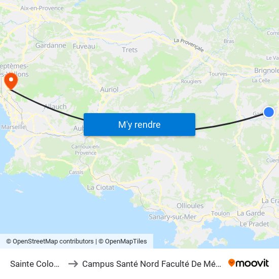Sainte Colombe to Campus Santé Nord Faculté De Médecine map