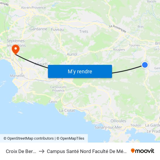 Croix De Berard to Campus Santé Nord Faculté De Médecine map