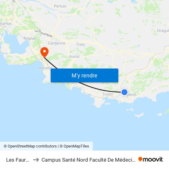Les Faurys to Campus Santé Nord Faculté De Médecine map
