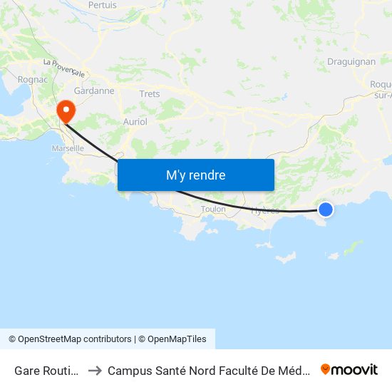 Gare Routiere to Campus Santé Nord Faculté De Médecine map