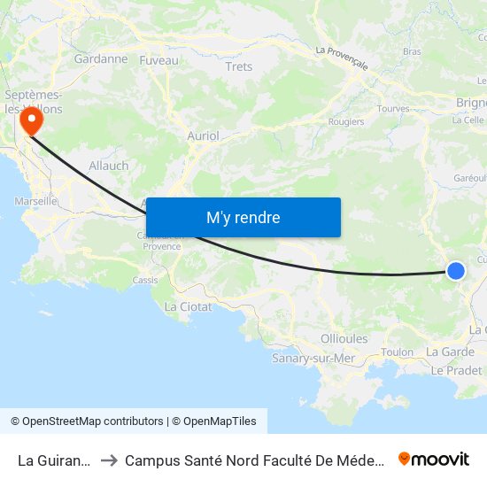 La Guiranne to Campus Santé Nord Faculté De Médecine map