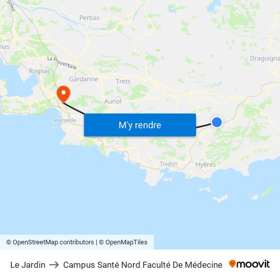 Le Jardin to Campus Santé Nord Faculté De Médecine map