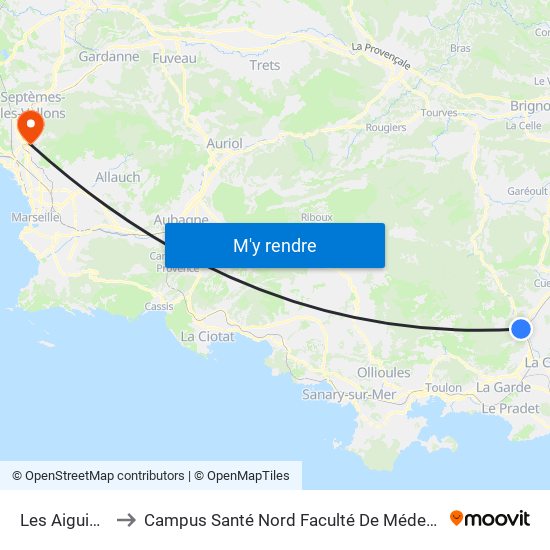 Les Aiguiers to Campus Santé Nord Faculté De Médecine map