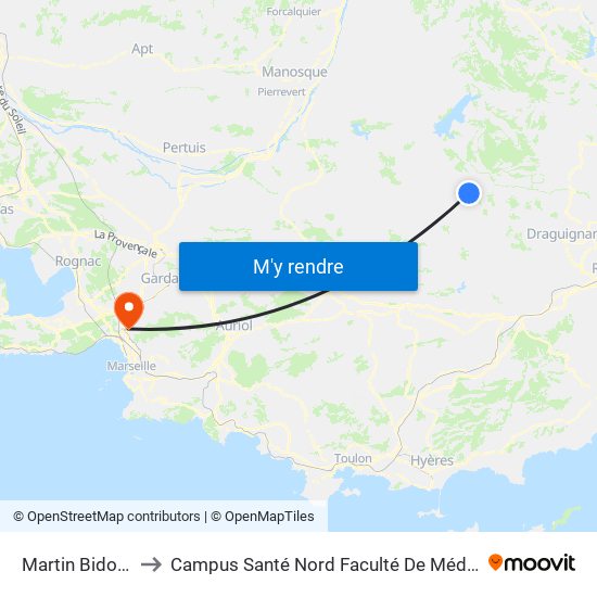 Martin Bidoure to Campus Santé Nord Faculté De Médecine map