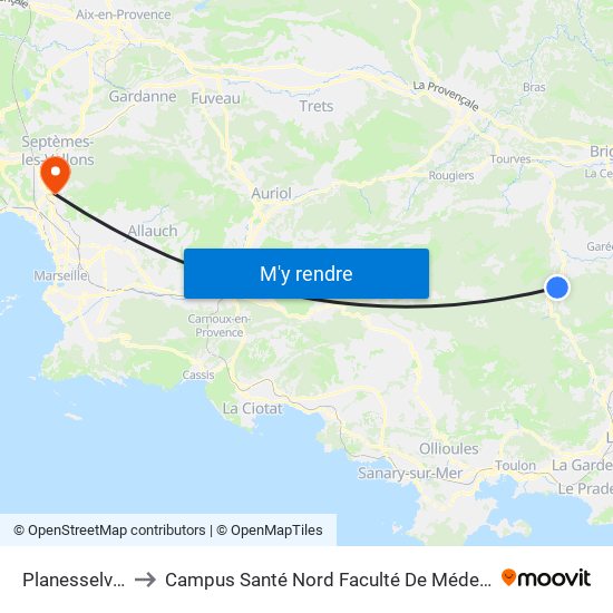 Planesselves to Campus Santé Nord Faculté De Médecine map