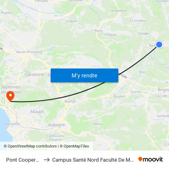 Pont Cooperative to Campus Santé Nord Faculté De Médecine map