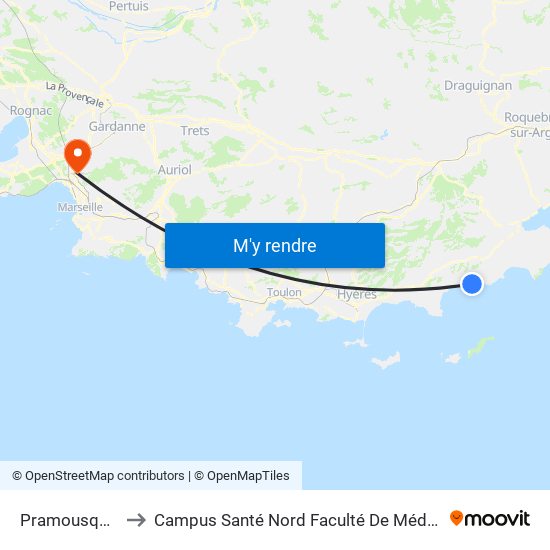 Pramousquier to Campus Santé Nord Faculté De Médecine map